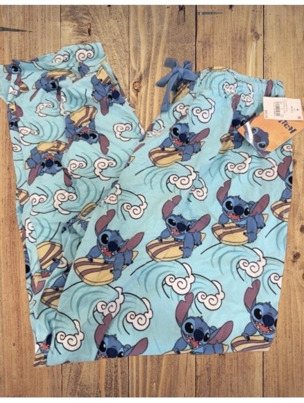 Disney Lilo & Stitch Womens Pajama Pants Blue Surfing Stitch Sleepwear Small